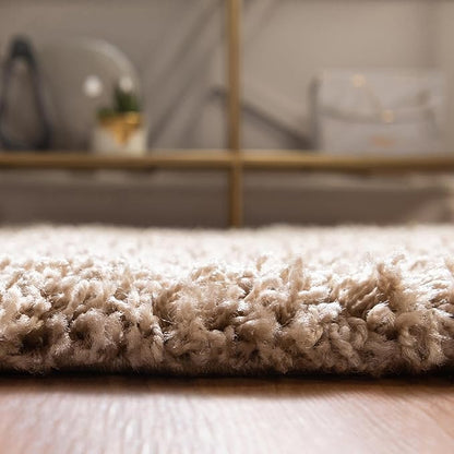 Unique Loom Solid Shag Collection Area Rug (7' 1" Round, Taupe)