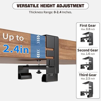 No Drill Under Desk Cable Management Tray, Nonkky Cable Management Under Desk, 27.6" Fabric Cord Hider - Clamp/Screw Mount, Cord Organizer for Office, Home - Supports Up to 40lbs