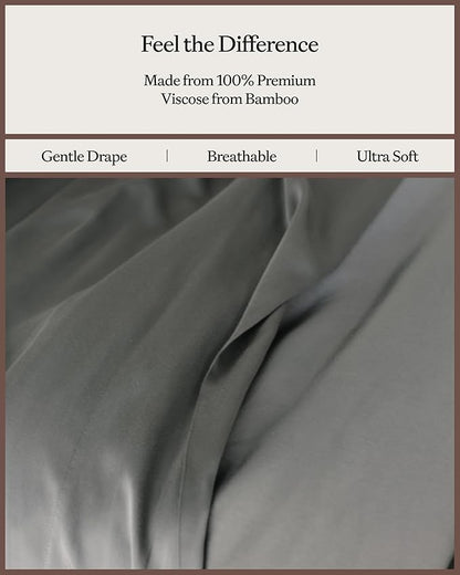 Cozy Earth Luxury Bed Sheet Set - 100% Viscose from Bamboo Fabric, Ultra-Soft & Breathable, Fits Regular & Deep Pocket Mattresses up to 20" - 4 Pieces Queen Sheet Set Dove Grey