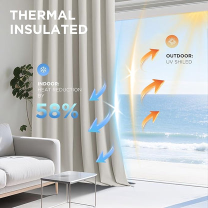 Joydeco White 100% Blackout Curtains 84 Inch 2 Panels, Luxury Thermal White Velvet Curtains for Bedroom Living Room, Soundproof Blackout Window Drapes, Rod Pocket & Back Tab (52W x 84L)