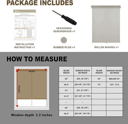 HESTIA No Drill Cordless Blackout Roller Shades Screwless Waterproof Shower Window Blinds, Auto-Retraction Easy Install Blind for Bathroom/Kitchen/Office/Exterior, Grey, 48.5" W x 54" H