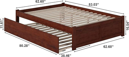 AFI Concord Queen Size Platform Bed with Footboard & Twin XL Trundle in Walnut