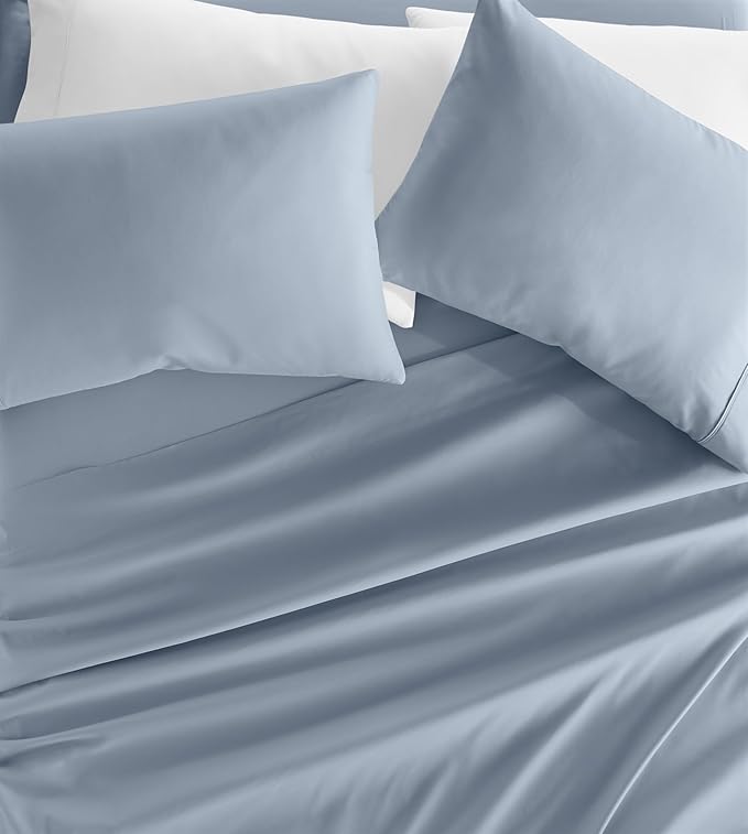 Linen Market Double-Brushed Microfiber King Sheet Set 4 Piece – Oeko-TEX Certified Ultra Soft & Wrinkle-Free - 16" Deep Pocket Sheets - Easy Care King Size - Light Blue
