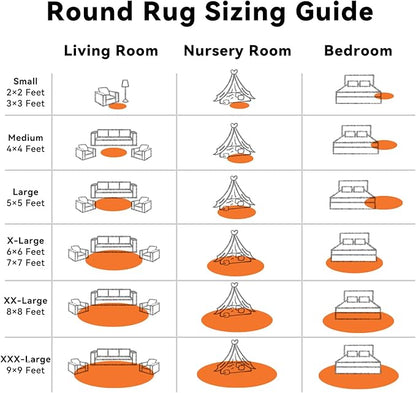 OLANLY Orange Round Rugs for Bedroom - Machine Washable, 8 ft Circle Area Rugs for Living Room, Soft and Fluffy Shaggy Carpet for Teen Girl and Boys, Nursery Rooms, Dorms, Home Decor Aesthetic