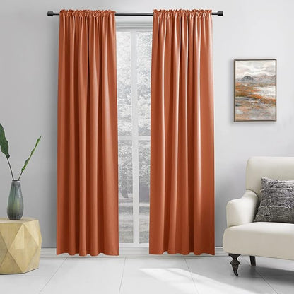 DONREN Backdrop 5FT x 8FT Curtains for Parties - Home Decoration Thermal Insulated Rod Pocket Blackout Draperies/Drapes for Bedroom (2 Panels, 60 inches x 96 inches, Burnt Orange)