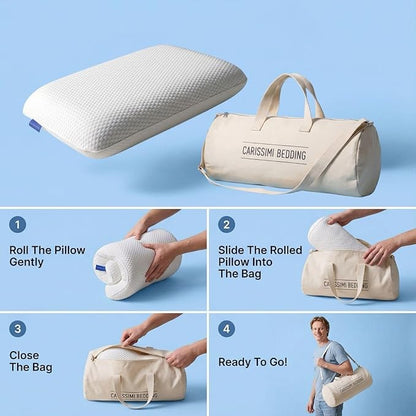 Classic Memory Foam Pillow with Bag – Ergonomic Cervical Neck Pillow for All Sleep Positions – Cervical Alignment Support and Daily Sleeping Comfort