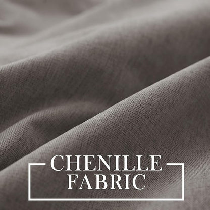 Macochico 100" Wx84 L Stone Grey Full Blackout Curtains for Sliding Door, Thermal Insulated Drapery for Living Room Bedroom Windows Patio Door, Modern Chenille Grommet Curtains with Tieback 1 Panel