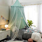 VETHIN Bed Canopy for with Lights,Double Layer Princess Round Dome Dreamy Mosquito Net Bedding Girls Room Castle Play Tent Hanging House Decor Reading Nook Canopies(Green/White)
