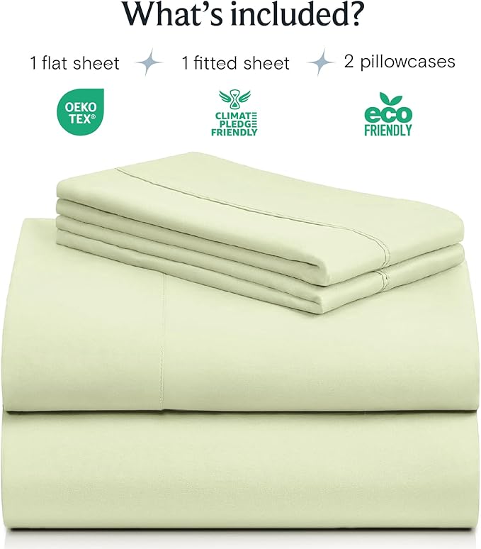LuxClub 4 PC Sheet Set Bed Sheets Deep Pockets 16" Eco Friendly Wrinkle Free Cooling Machine Washable Hotel Bedding Silky Soft - Sage Green King