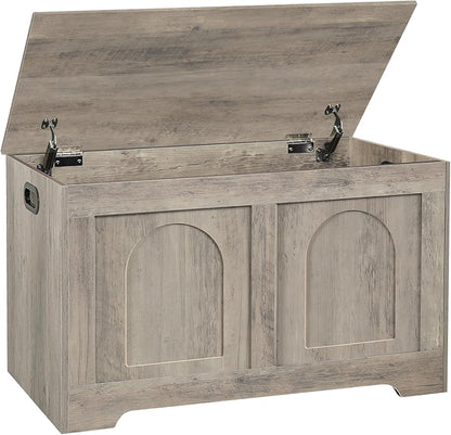 DINZI LVJ Storage Chest, 31.5”Wooden Toy Box with 2 Safety Hinges, Entryway Storage Bench with Flip-Top, Sturdy Storage Trunk for Living Room, Bedroom, Easy Assembly, Gray Wash