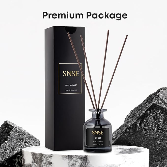 SNSE Dubai Perfumed Reed Diffuser Set - Premium Reed Diffusers for Home with Diffuser Reeds, Luxurious Gift Aroma, Sophisticated Scent, Ideal for Relaxation, Elegant Home Fragrance