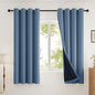 100% Blackout Curtains Thick Soft Curtain 2 Panels for Bedroom, Linen-Look Textured Full Light Blocking Room Darkening Thermal Insulated Drapes for Bathroom/Kitchen Windows (W52xL45, Blue)