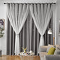 Star Curtains Double Layer Curtains Blackout Curtains for Bedroom Kids Curtains Cute Curtains, Curtains 72 Inches Long 2 Panels Set, Grey Curtains, 42 X 72 Inches