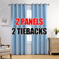 MIUCO Room Darkening Soild Grommet Blackout Curtains Panels for Nursery Window Curtains Set of 2 52x95 Inch Sky Blue, Bonus 2 Tie Backs Included