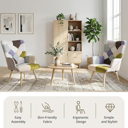 Joysoul Living Room Accent Chair Modern High Back Arm Chair, Houndstooth Pattern Bohemian Style Chairs for Bedroom Waiting Room