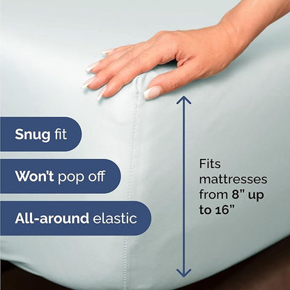 Twin Size 3 Piece Sheet Set - Comfy Breathable & Cooling Bed Sheets Set - Hotel Luxury Bedding for Women, Men, Kids, Teens, Boys & Girls - Deep Pockets, Ultra-Soft, Wrinkle Free - Oeko-Tex - Ice Blue