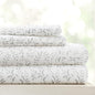 Linen Market Double-Brushed Patterned Microfiber Queen Sheet Set 4 Piece – Oeko-TEX Certified Ultra Soft & Wrinkle-Free - 16" Deep Pocket Sheets - Easy Care Queen Size - Burst of Vines Light Gray