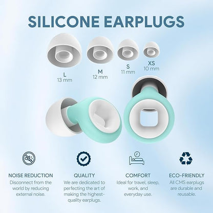 Silicone Ear Plugs for Sleeping – 27 dB Noise Reduction, Reusable Soft Earplugs for Side Sleepers + Bonus 3D Blackout Sleep Mask for Travel, Snoring & Migraine Relief