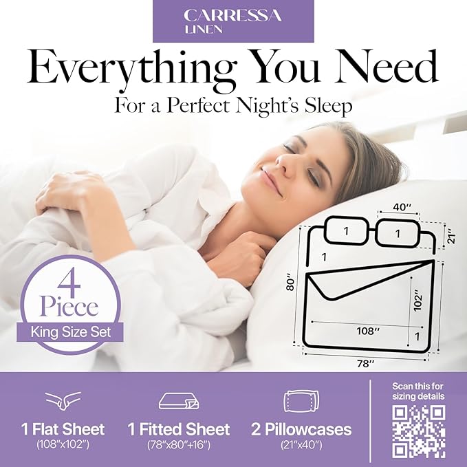Carressa Linen 100% Egyptian Cotton King Size Sheets Set - 600 Thread Count Egyptian Cotton Queen Sheets King Size (4 PC, Seafoam Green), Soft, Cooling, 16" Deep Pocket Sateen Weave Luxury Bed Sheet