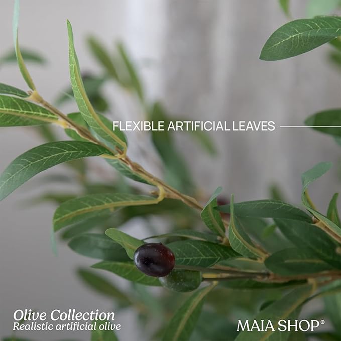 Maia Shop 71in Artificial Olive Tree Plant for House, Apartment or Office – Realistic Fake Indoor Plants for Living Room, Kitchen, Bedroom, Entryway or Bathroom – Faux Greenery for Home Décor
