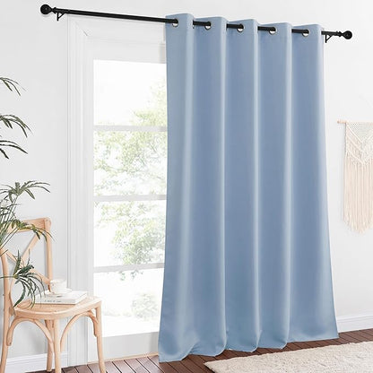 NICETOWN Blackout Curtains 84 Inch Length, Thermal Insulated Curtains for Bedroom Grommet Energy Saving Room Darkening Drapes for Living Room Window, 1 Panel, Vintage Blue, 66" W x 102" L