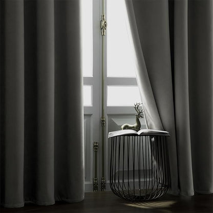 Joydeco Vanilla Grey Velvet Curtains 72 Inches 2 Panels, Luxury Thermal Insulated Soft Curtains for Bedroom & Living Room, Room Darkening Velvet Drapes, Rod Pocket (52W x 72L)