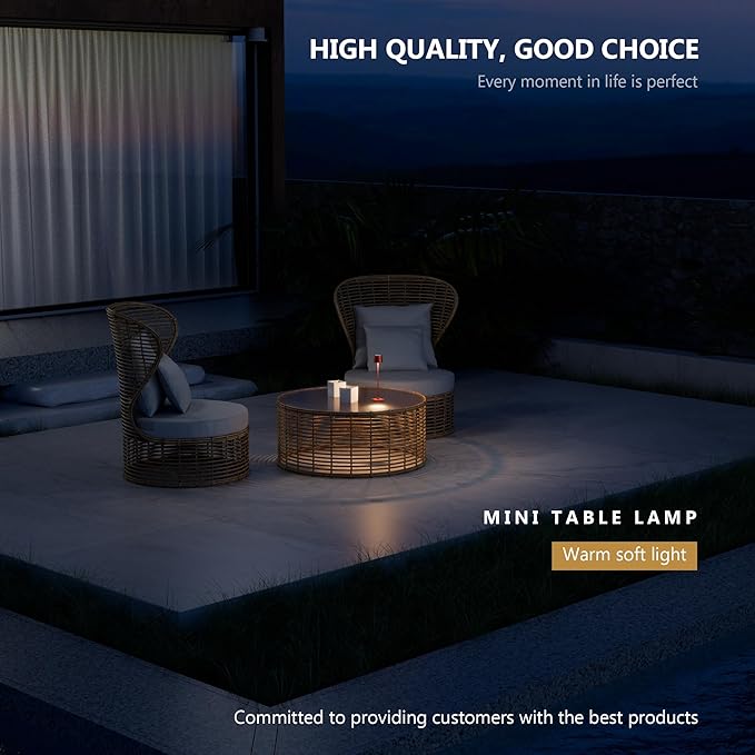 Modern LED Color-Changing Cordless Table lamp, 7 Colors, metal Shade, Touch control with sleep mode for Restaurant, Bedroom, Outdoor Camping, Coffee Shop, Night Light, Rechargeable(Red 1 PACK)