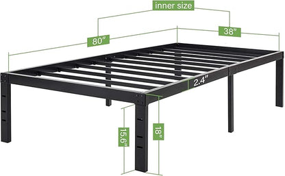 45MinST 18 Inch Maximum Storage Bed Frame/Reinforced Platform /3500lbs Heavy Duty/Easy Assembly/Mattress Foundation/Steel Slat/Noise Free, Twin XL