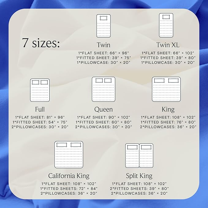 LuxClub 3 PC Twin XL Sheet Set, Deep Pockets Wrinkle Free Cooling Bed Sheets Hotel Bedding for Women, Men, Kids & Teens, Includes 1 Fitted Sheet, 1 Flat Sheet and 1 Pillowcase-Silky Soft Marine Blue