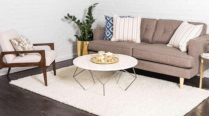 Unique Loom Solid Shag Collection Area Rug (7' 1" x 10' Rectangle, Pure Ivory)