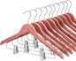 TOPIA HANGER American Red Cedar Wooden Hangers with Adjustable Metal Clips and 360° Swivel Hook, Premium Wood Clothes Hangers 10 Pack for Suit, Pant, Skirt, Jeans, Coat, Jacket-CT28C