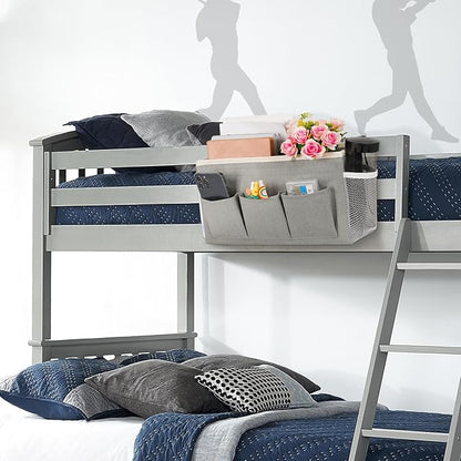 Ozzptuu Bedside Storage Caddy/Bedside Hanging Storage Bag for Headboards Bunk Beds Dorm Rooms Book Phone Magazine Holder (New Grey)