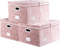 PRANDOM Extra Large Collapsible Storage Boxes with Lids Fabric Decorative Storage Bins Cubes Organizer Baskets with Cover Handles Divider for Bedroom Closet Living Room 19.7x15.7x11.6 Inch 3 Pack
