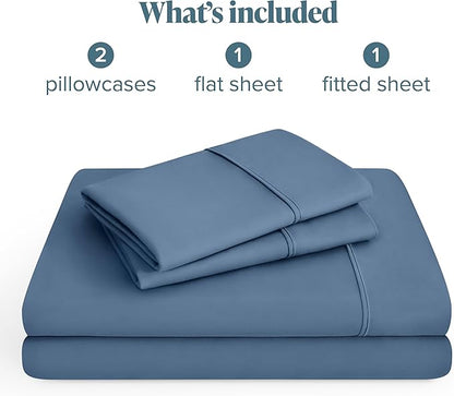 Bare Home Hotel Luxury Twin XL Sheet Set, Extra Soft, 4 Piece Set, Deep Pockets, Easy Fit, Cooling & Breathable, Wrinkle, Fade, Stain Resistant, Includes 2 Pillowcases (Twin XL, Coronet Blue)