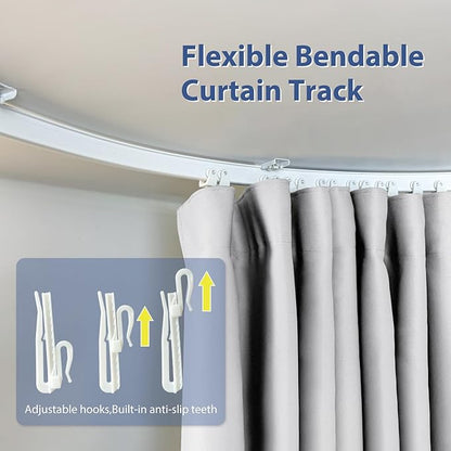 Room Divider Ceiling Mounted Curtains Track Sets Extra Wide Blackout Curtain Flexible Tracks for Bedroom Privacy Partition Separator, 1 Panel White Drape and White Rail, W15 x H9ft