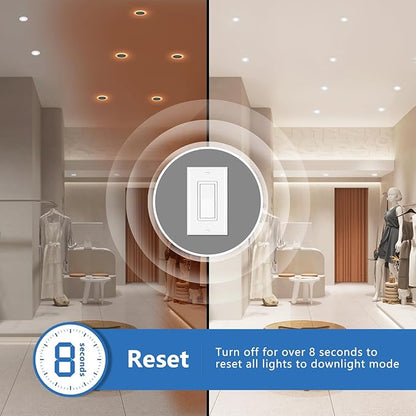 CycevSun 3 Inch Recessed LED Lights with Night Light, Dimmable & 5CCT Selectable Canless Outdoor Soffit Wafer Downlight, 6W, ETL, IC Rated, 12 Pack
