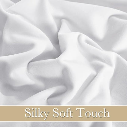 RYB Home White Velvet Curtains 84 inches - Plush Soft Modern Decorative Drapes Back Tab & Rod Pocket Window Treatment Panels for Bedroom Living Room Dining Room, W52 x L84 2 Panels