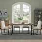 CIMOTA Modern Linen Dining Chair Set of 4, Mid Century Dining Room Chairs Fabric Upholstered Armless Side Chair with Black Sled Base for Dining Room, White Cream 4PCS