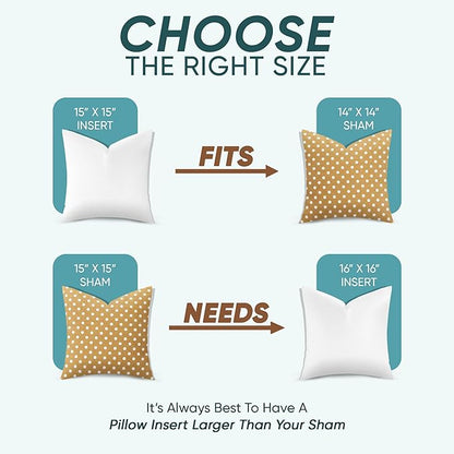 Pillowflex Synthetic Down Alternative Pillow Inserts for Shams - Comfy Pillows for Sleeping, Perfect Pillow & Best Sleeping Pillows, Handmade Down Alternative Throw Pillow Inserts - (15x15 Set of 2)