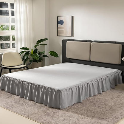 Bed Skirt Queen Size Ruffled Bed Skirt with Split Corners, Queen Bed Skirt 16 Inch Drop, TSUTOMI Queen Size Bed Skirt Light Grey for Ruffled Bed Skirt with Split Corners, Bed Skirt Queen Size