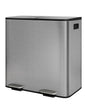 GarveeHome 2 x 10.6 gal Stainless Steel Double Trash Can with Lid for Kitchen, Large Dual Trash and Recycle Bin Combo, Step-on Kitchen Metal Garbage Cans, PP Inner Buckets, Liner Rim, Matte Grey