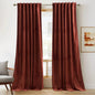 RYB Home Rust Red Velvet Curtains 108 inches Long, Thermal Insulated Panel for Bedroom Room Darkening Window Treatment for Holiday Backdrop Privacy Drapes for Guest Room, W52 x L108, 2 Panels