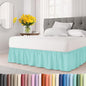Wrap Around Dust Ruffle Bed Skirt - Spa Blue - for King Size Beds with 15 Inch Drop - Easy Fit Elastic Strap - Adjustable Pleated Bedskirt w/Brushed Fabric Wrinkle Free - for Women, Men, Kids & Teens