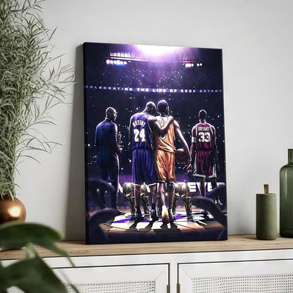 Kobe Bryant Legacy Canvas Wall Art Print Poster, Iconic Inspirational Sports Picture Artwork, Motivational Mamba Mentality Painting Wall Decor for Office Gym Home Living Room Bedroom, Framed 16x20inch