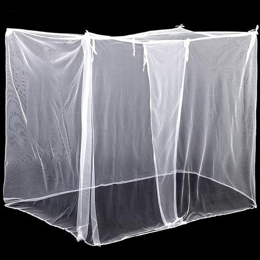 4 Corners Mosquito Net for Mosquiteros para Camas Bed Canopies Netting Bed Drapes Rectangular Mosquito Mesh for Camping Home Outdoor Travel(White,L75 X W47 X H59 Inch,1 Opening)