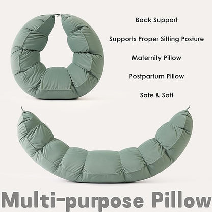 Peallow(Pat. Pend) – Long Round Body Pillow for Adults, Bolster Pillow for Sleeping, Soft and Supportive Pillow for Sleeping & Lumbar Support(Willow Green,59")