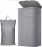Lifewit 105L Laundry Basket with Lid, Large Laundry Hamper with Plastic Handles and Removable Bag, Foldable Tall Dirty Clothes Hampers for Laundry for Laundry Room, Bedroom, Bathroom, Dorm, Light Gray