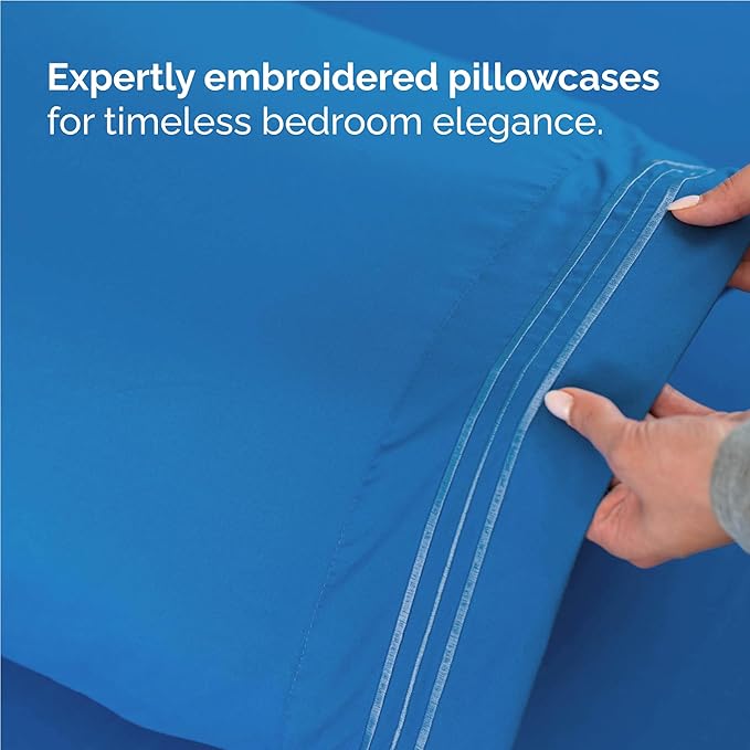 Twin XL Size 3 Piece Sheet Set - Comfy Breathable & Cooling Bed Sheets Set - Hotel Luxury Bedding for Women, Men, Kids, Teens, Boys & Girls - Deep Pockets, Soft, Wrinkle Free - Oeko-Tex - Royal Blue