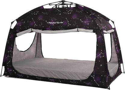 Indoor Instant Privacy Bed Tent for Sleeping,Quick Set-up Bed Canopies,Portable Bed Drapes with Large Space and 3 Doors (Starry, Twin)