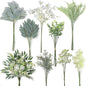 FOTEEWL 70 Pcs Artificial Greenery Stems Box Set,with 8 Kinds of Faux Plants and Fake Flowers for DIY Bridal Bouquets Wedding Floral Arrangement Table Centerpieces Decoration (Sage Green & White)